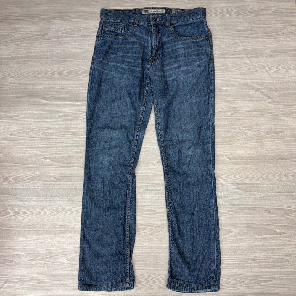 BKE Jake Straight Mens Jeans 32L Medium Wash Denim Stretch Pants PLM16009